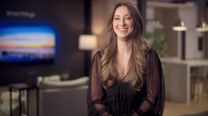 Woman speaking to a camera for a video on Samsung x The Trade Desk case study results