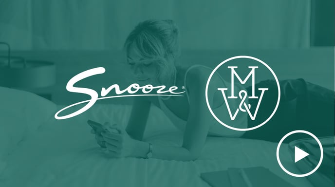 Snooze x Match & Wood logos against a green background